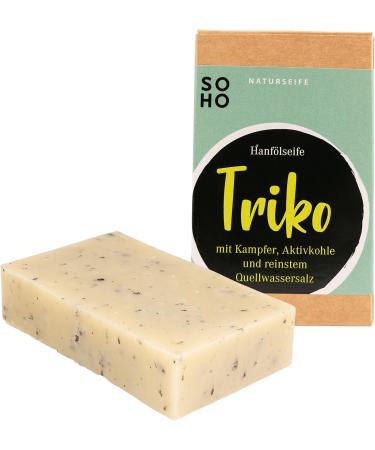 SOHO Naturkosmetik "Triko" face soap with activated carbon solid soap with camphor vegan facial cleansing for combination skin - Buy Online on GoSupps.com