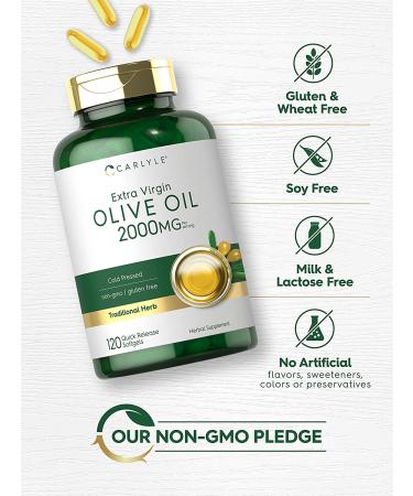 Carlyle Olive Oil Supplement 2000mg | 120 Softgels | Cold Pressed Extra Virgin, Non-GMO, Gluten Free - Buy Online on GoSupps.com