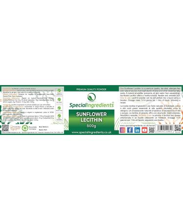 Premium Quality Sunflower Lecithin Powder 500g - Vegan, Non-GMO, Gluten Free - Recyclable Container - 1 Pack - Buy Online on GoSupps.com