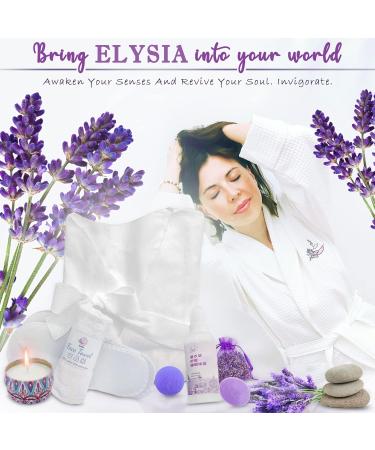 ELYSIA Lavender Essentials Bath and Body Set - 12 Items Spa Gift Set with Bathrobe Towel & Slippers for Women - Perfect Gifts for Her Mom Sister & Girlfriend - Mother's Day & Birthday Gifts - Buy Online on GoSupps.com