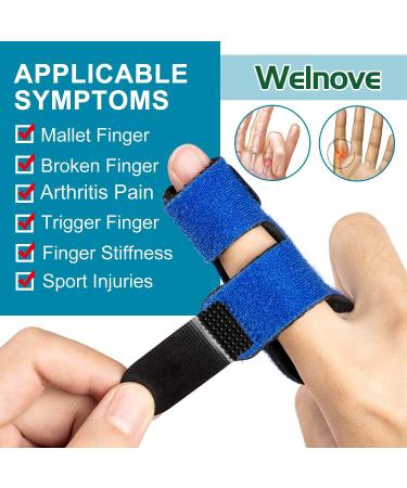 Welnove Finger Clips - 2 PCS Finger Splint for Mallet Trigger & Broken Fingers | Finger Stabilizer Support - Blue Medium - Buy Online on GoSupps.com