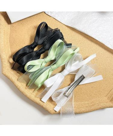 AJOIDR Ribbon Elegant 2000s Style Side Clip Hair Clip Elaborate Fairy Style Large Bowknot Balletcore Green-2pcs - Buy Online on GoSupps.com