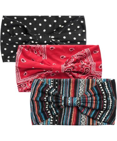 scicent Wide Headbands for Women 3 Pieces Turban Headbands for Women Wide Vintage Head Wraps Knotted Cute Hair Bands Accessories - 3530 - Buy Online on GoSupps.com