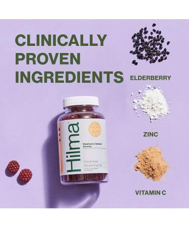 Hilma Elderberry Gummies with Zinc & Vitamin C - Natural Vegan Immune Support - Antioxidant-Rich Formula - 60 Gummies - Buy Online on GoSupps.com