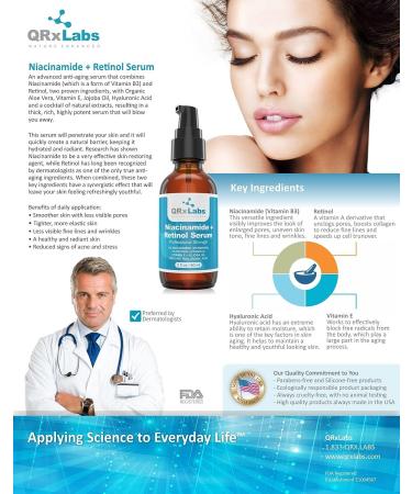 Niacinamide + Retinol Serum 2 oz - Anti-Aging Treatment for Wrinkles, Acne, Blemishes, and Pores - Buy Online on GoSupps.com