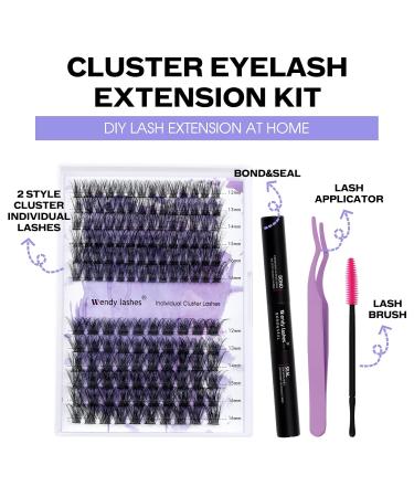 DIY Lash Extensions Set - Cluster Lashes with Eyeholder Bond & Seal - C3+C9-C Curl (12-16mm) Kit for At-Home Application - Buy Online on GoSupps.com