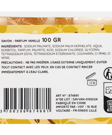  French Tendance Vanilla Scented Solid Soap Slice - Vegetable Glycerin 100g - Suitable for All Skin Types - Gentle Moisturizing and Enchanting Fragrance - Moisturizing Body Shower Gel - French Trend - Buy Online on GoSupps.com