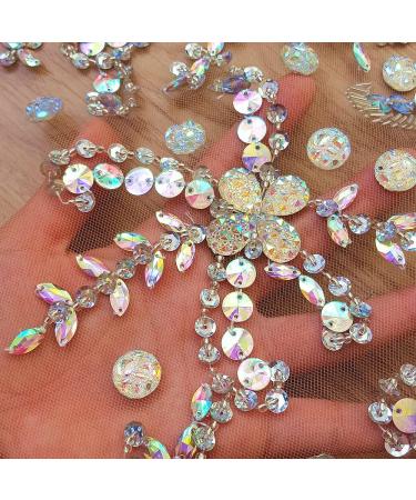 Noble Handmade Crystal AB Beaded Bridal Applique Patch - DIY Wedding Dress Trim 38x56cm - Buy Online on GoSupps.com