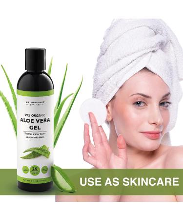 Organic Aloe Vera Gel for Face, Skin, Hair, Sunburn Relief - Extra Strength Concentrated Formula by Aromasong - Buy Online on GoSupps.com