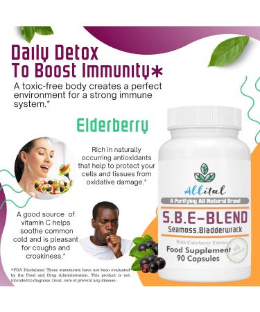 Allital Sea Moss and Bladderwrack Capsules with Elderberry - S.B.E Blend - Buy Online on GoSupps.com