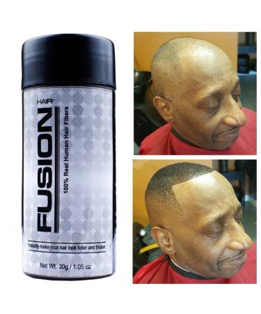 HAIR FUSION - 100% Real Human Hair Fibers - Conceal bald and thinning hair - Root touch up - Volumizer - Unisex (1.05 oz  Dark Brown)