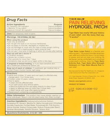 Tiger Balm Pain Relieving Patch Large - 4 Count x 3 Pack | Effective Pain Relief - Buy Online on GoSupps.com