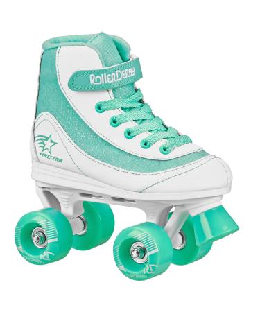 Roller Derby Firestar Youth Girl's Quad Roller Skates Size 3 White/Mint