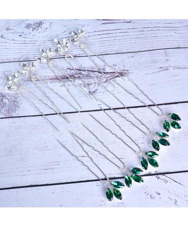 Beusoulover Crystal Wedding Hair Accessories Set - 10 Pack Bridal Hair Pins Clips - Rhinestone Bridesmaid Headpiece in Green - Buy Online on GoSupps.com