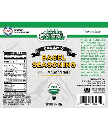 Organic Everything Bagel Seasoning Blend with Himalayan Sea Salt, Sesame, Poppy Seeds - 16oz Bag, Kosher Toppings with Garlic & Onion - Buy Online on GoSupps.com