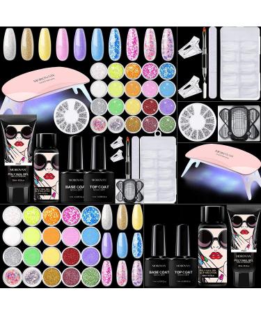 Morovan Poly Gel Kits - Clear Nail Gel with Nail Glitter, DIY Poly Gel Nail Kits with Uv Light Starter Kit Nail Extension Gel Kit Poly Nail Gel Kit with Everything, Builder Nail Gel Nail kit DIY Manicure - Buy Online on GoSupps.com