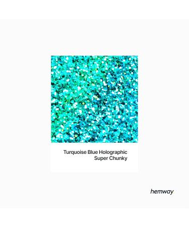 Hemway Eco-Friendly Biodegradable Glitter 100g - Vegan Cosmetic Sparkle for Face Eyes Body Hair & Nails - Turquoise Holo - Festival Makeup Safe - Buy Online on GoSupps.com