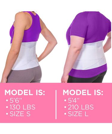 BraceAbility Women's Lower Back Pain Support Belt - Lightweight Lumbar Compression for Nurses, Walking - Soft White Elastic, Discreet Under Clothes - Size Large - Buy Online on GoSupps.com