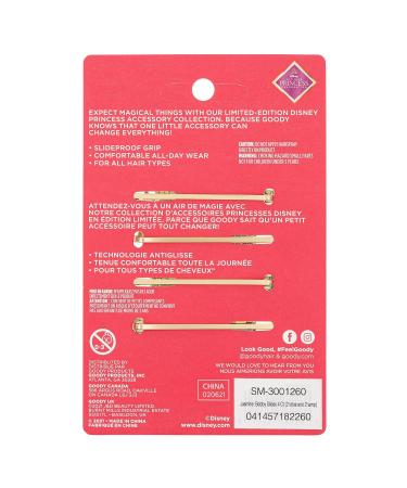 GOODY Disney Princess Jasmine Bobby Pins - 4 Count, Slideproof Rhinestone Bobbies for Men, Women, Boys & Girls - Hair Accessories for All Hair Types - Buy Online on GoSupps.com