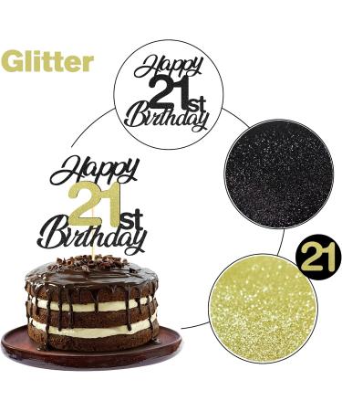 Shop Sumerk 21 Cake Attachments Gold & Black Birthday Party Decor for 21st Celebration - Buy Online on GoSupps.com