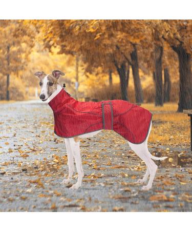 Geyecete Dog Jacket Adjustable Lightweight Raincoat with Reflective Straps and Harness Hole with Adjustable Bands Greyhound-Red-S S Red - Buy Online on GoSupps.com