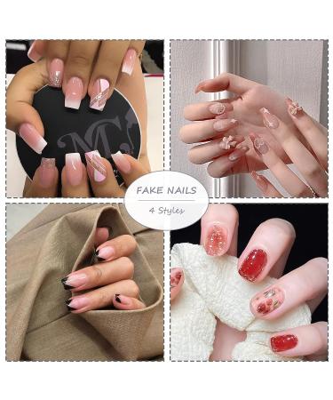 BABALAL 24PCS Gradient Pink Nude Coffin False Nails - Medium Length Press on Nails for Women and Girls - Buy Online on GoSupps.com