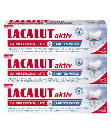 Lacalut active gum protection & gentle white toothpaste 75ml toothpaste immediately noticeable tightening and consolidation of the gums toothpaste for naturally white teeth 3 x 75ml