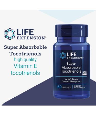 Life Extension Tocotrienols Vitamin E Softgels - 60ct | Laboratory Tested, Gluten-Free, SOYA-Free, Non-GMO - Buy Online on GoSupps.com