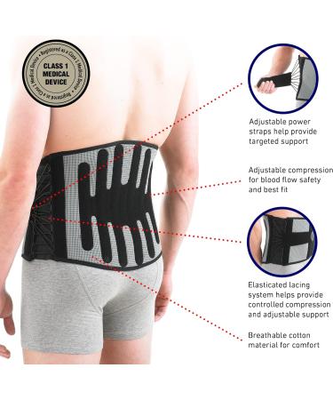 Neo G Back Support RX with Power Straps & Adjustable Lacing System - For Lower Back Pain Relief & Muscle Spasms - Class 1 Medical Device - Buy Online on GoSupps.com