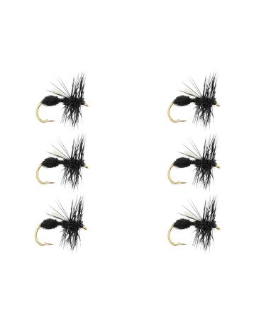 Wild Water Fly Fishing Dry Flies Size 10-14 for Trout, Panfish and Other Lake & River Fish Black Winged Ant - Size 12 - 6 Pack