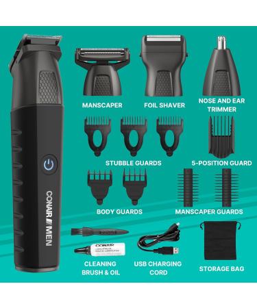 Conair Men All-in-One Grooming Trimmer Kit - 16 Piece Rechargeable Nose Beard Mustache & Body Hair Trimmer - Showerproof Manscaping Tool - Buy Online on GoSupps.com