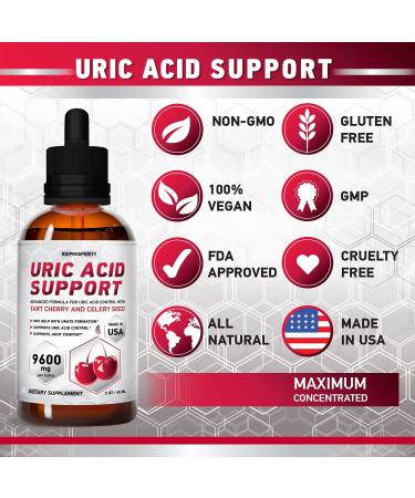 Uric Acid Support with Tart Cherry Extract - Liquid Supplement for Joint Health, Kidney Function, and Pain Relief - 2 Fl Oz - Buy Online on GoSupps.com