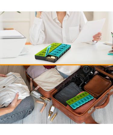 Moisture Festival XL 7-Day Pill Organizer - 14 Compartments for Vitamins Supplements & Medications - Green - Buy Online on GoSupps.com