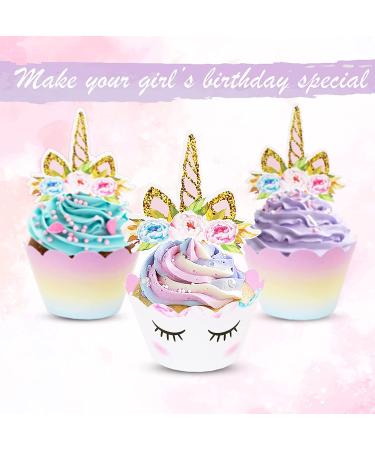 Unicorn Cupcake Toppers and Wrappers Decorations (30 of Each) - Reversible Rainbow Cup Cake Liners with Unicorn Topper  Cute Decorating Supplies for Girl Birthday Party - Buy Online on GoSupps.com