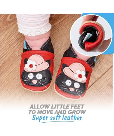 Cat in a Hat Baby Shoes - Soft Sole Leather Toddler Shoes for Baby Girl Boy Walking 0-6 Months - Buy Online on GoSupps.com