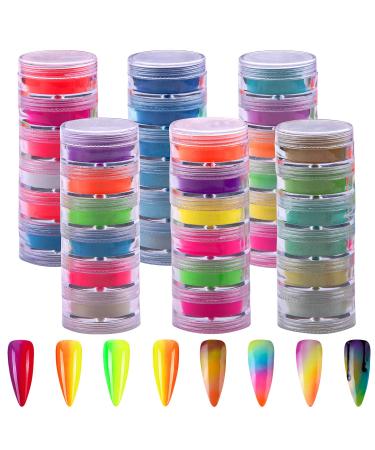 Duufin 36 Colors Pigment Nail Powder Colorful Luminous Pigment Powder Iridescent Pearlescent Powder Pigment for Nail Art, Body and Crafts Vibrant - Buy Online on GoSupps.com