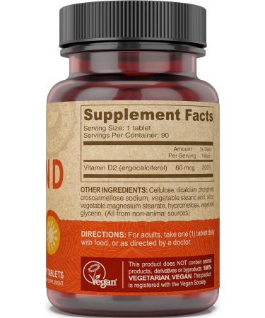 Deva Vegan Vitamin D2 800 IU Ergocalciferol Supplement with No Animal Ingredients Fast Dissolve 90 Tablets 1-Pack - Buy Online on GoSupps.com