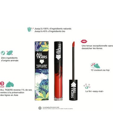 ALL TIGERS - Matte Liquid Lipstick - Long Lasting - Organic Vegan & Natural Ingredients - Coral Pink Shade "Lead The Game" 784 - Long Lasting Lipstick and Petrochemical Derivative Free - Buy Online on GoSupps.com