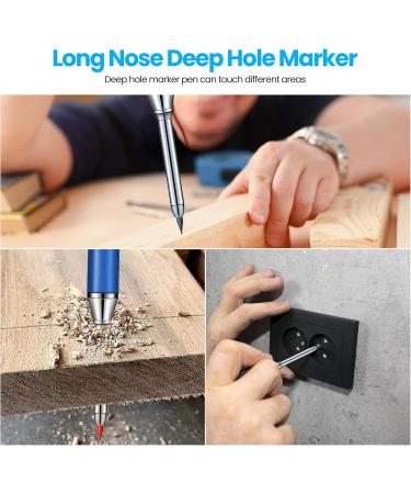 Yzzaoo Deep Hole Marker Pencil Set - 2 Carpenter Pencils with 18 Marker Mines for Wood Metal & Concrete (Black + Blue) - Ideal Borehole Markers - Buy Online on GoSupps.com