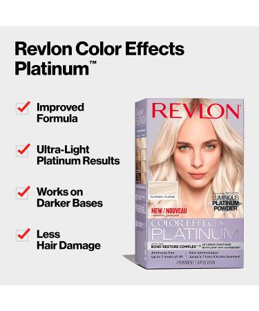 Revlon Permanent Hair Color Dye Kit - Ammonia Free & Paraben Free - 60 Platinum - 8 Oz - Buy Online on GoSupps.com