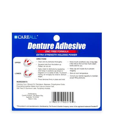 CareAll Denture Adhesive 0.85 oz | Zinc Free Maximum Hold | Bulk Pack of 6 | Natural Ingredients | Travel Size - Buy Online on GoSupps.com
