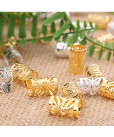 Whaline 100 Pack Aluminum Hair Cuffs - Adjustable Dreadlocks Beads with Storage Box - Gold/Silver - Braiding Hair Decorations - Buy Online on GoSupps.com
