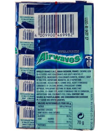 Airwaves Chewing gum with menthol and eucalyptus sugar-free - The 5 cases of 10 70 g - Buy Online on GoSupps.com