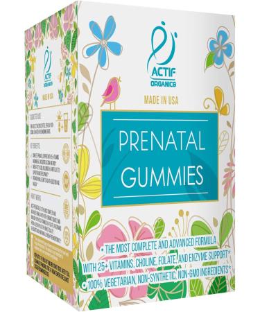Actif Prenatal Gummies with 25+ Organic Vitamins and Organic Herbal Blend - Non-GMO 100% Vegetarian 90 Count Made in USA - Buy Online on GoSupps.com