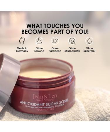 Jean & Len Antioxidant Sugar Scrub Peony & Lychee - Paraben & Silicone Free Exfoliating Scrub with Rich Oils | 200ml Fragrant Skincare - Buy Online on GoSupps.com