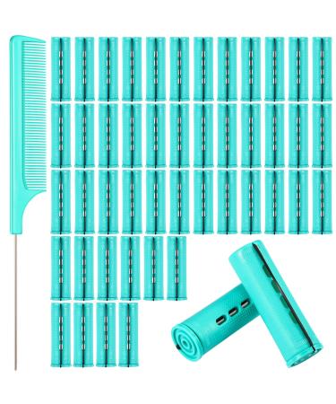 WILLBOND 48 Pieces Hair Perm Rods Cold Wave Rods Plastic Perming Rods Curlers Hair Rollers with Steel Pintail Comb Rat Tail Comb for Hairdressing Styling Tools (Green 0.98 Inch/ 2.5 cm) 0.98 Inch/ 2.5 cm Green