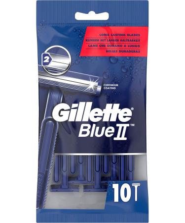 Buy Gillette BlueII Disposable Razors for Men - 10 Pack 2 Blade Fixed Head for Smooth Shaving | International Shipping Available - Buy Online on GoSupps.com