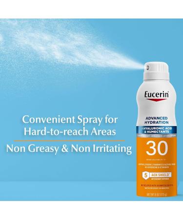 Eucerin Advanced Hydration SPF 30 Sunscreen Spray - Lightweight Hypoallergenic Fragrance & Alcohol Free - 6 Oz UV Protection - Buy Online on GoSupps.com