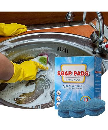 Shakven Steel Wool Soap Pads | Pre-Soaped Cleaner Scrubber for Kitchen Grease Cleaning Brush Steel Wool Soap Pads Brush for Dishes Pots Pans - Buy Online on GoSupps.com