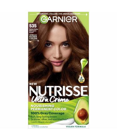 Garnier Hair Color Nutrisse Nourishing Creme 535 Medium Golden Mahogany Brown (Chocolate Caramel) Permanent Hair Dye 1 Count (Packaging May Vary)